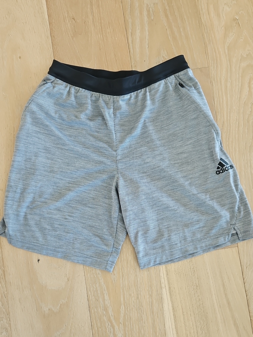 adidas Men's Light Gray Athletic Shorts with Black Waistband